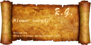 Riemer Gergő névjegykártya