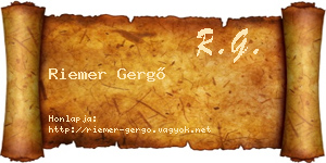Riemer Gergő névjegykártya